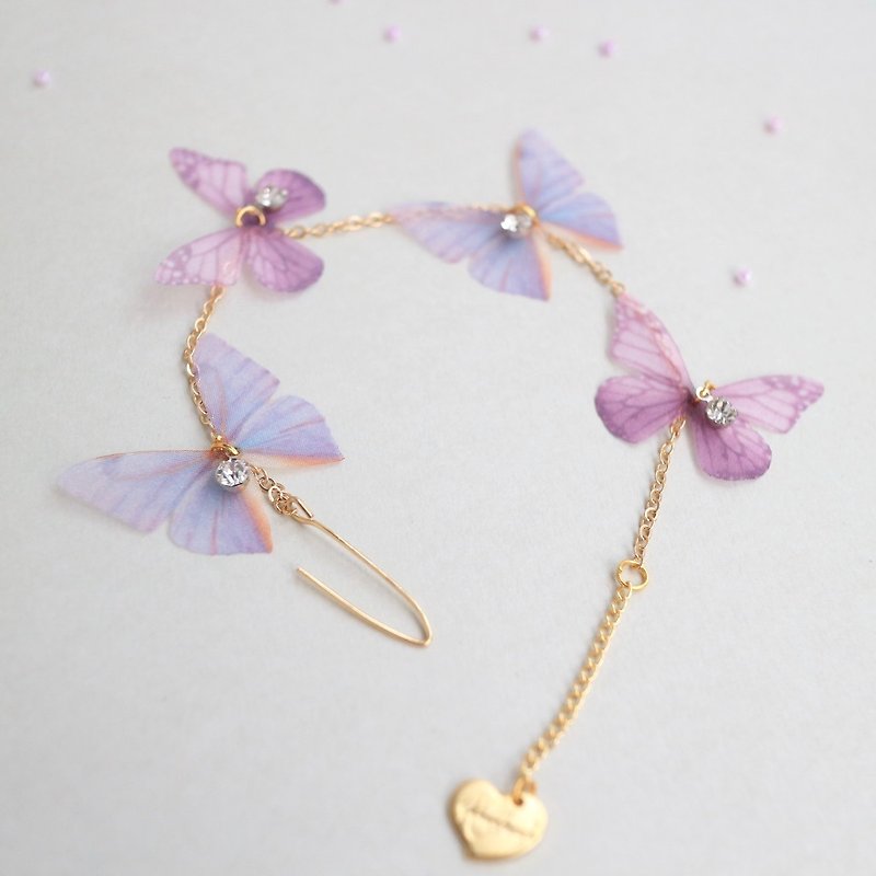 Lavender Purple - Silk Butterfly 18kgf Diamond Crystal bracelet - Bracelets - Silk Purple