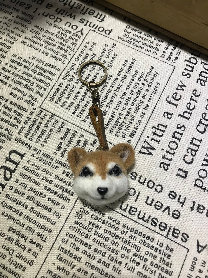 Sold out, please choose products that are on the shelves | Q version | wool felt key ring | Shiba Inu 3-4 cm - Keychains - Wool 