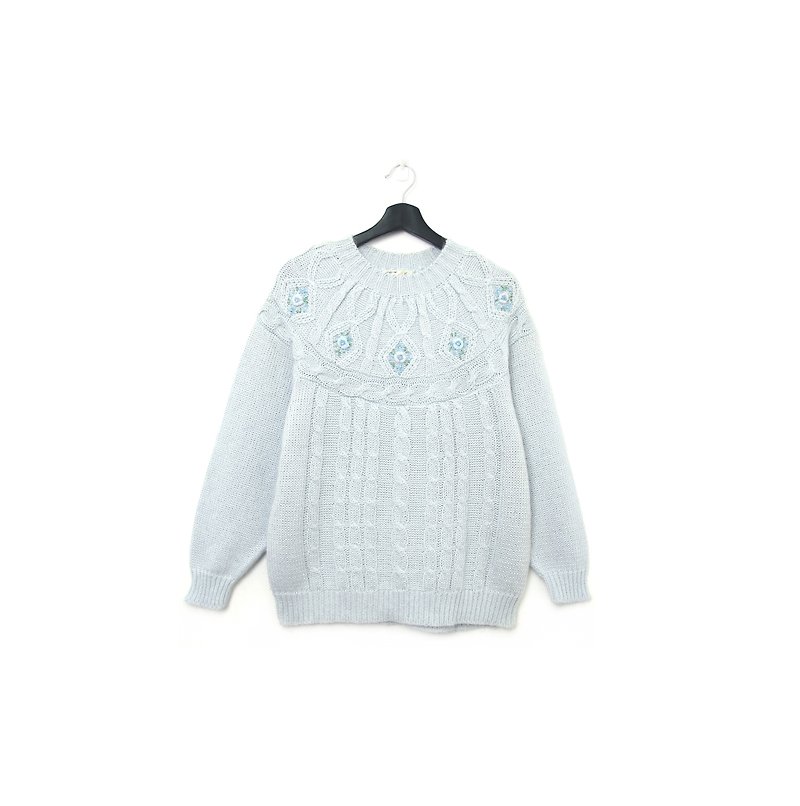 Back to Green-復古毛衣 精靈水藍 針織 vintage sweater - 女毛衣/針織衫 - 棉．麻 