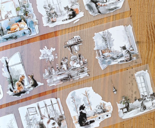 新品森年Lazy Cat BossPET亮面マスキングテープ10mピースマイナスワン