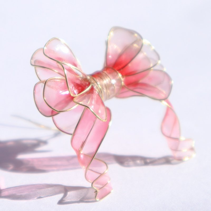 Ribbon Pony Hook リボンポニーフック　髪飾り Pink - 髮夾/髮圈 - 其他材質 粉紅色