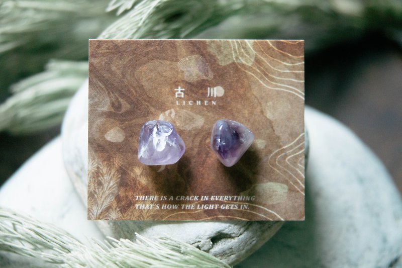 CRACK | Mineral earrings | EARRINGS - ต่างหู - หยก สีม่วง
