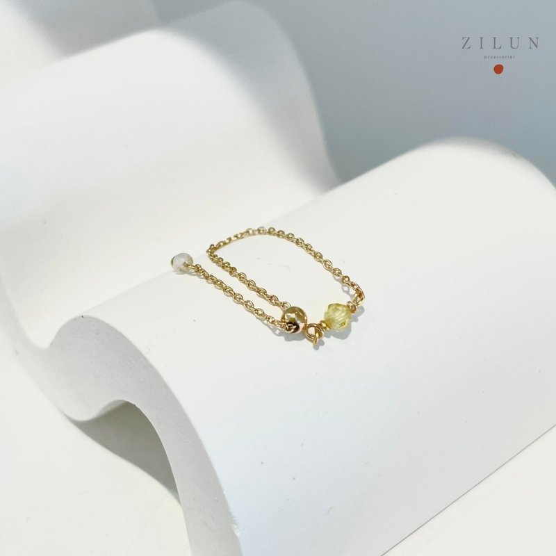 │Light Luxury│A touch of lemon yellow• Adjustable chain ring• Ring• 14K gold note• 14kgf - แหวนทั่วไป - ทองแดงทองเหลือง 