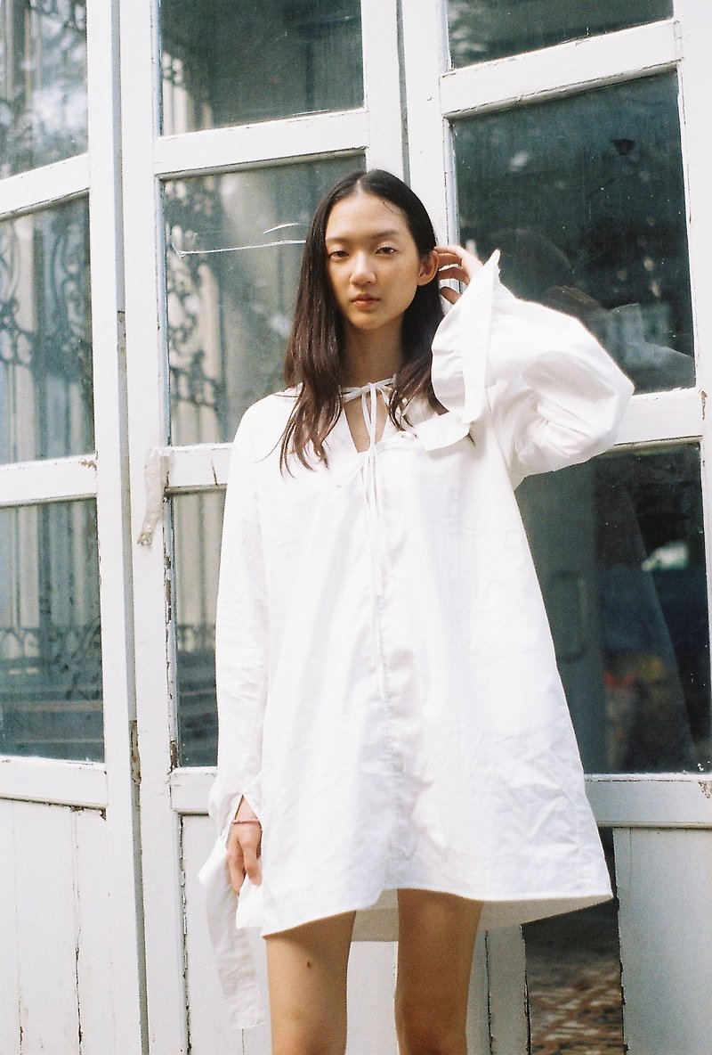 Romantic Dress (white) - 洋裝/連身裙 - 棉．麻 白色