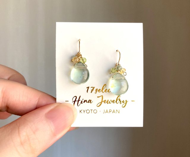 14kgfグリーンフローライトピアス/イヤリング