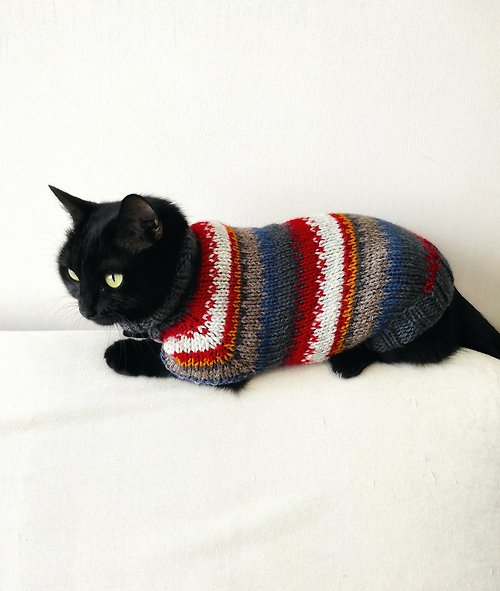 StylishCatDesign Striped sweater for cat sweater for pet Clothes for cat Cardigan for pets outfit