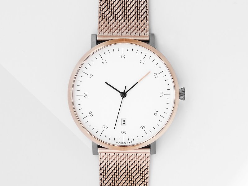 玫瑰金 x 灰色 MG001 手錶 | 客製刻字 - 女裝錶 - 不鏽鋼 金色