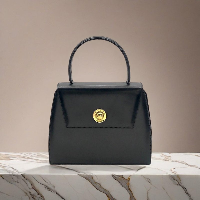 [LA LUNE] Rare second-hand Celine planet black gold small Kelly tote bag shoulder bag - Handbags & Totes - Genuine Leather Black
