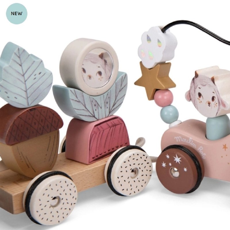 French Moulin Roty Series Wooden Pull Carts After the Rain - Kids' Toys - Wood Multicolor