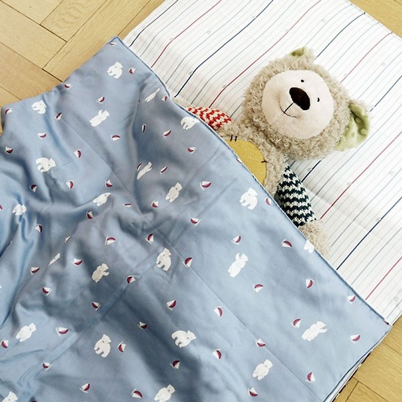 Skin-friendly antibacterial anti-mite baby blanket Korea Kangaruru kangaroo baby [Aurora Polar Bear] - ผ้าห่ม - ผ้าไหม สีน้ำเงิน