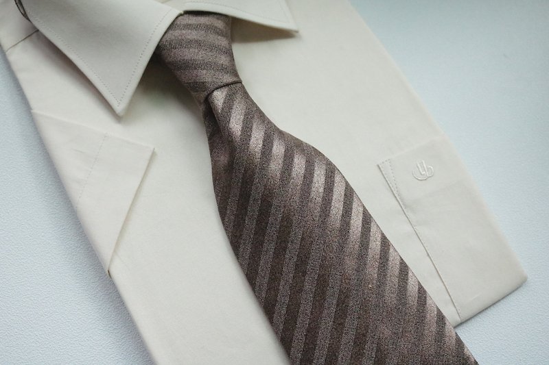 Champagne striped minimalist silk tie business gift box tie - Ties & Tie Clips - Silk Gold