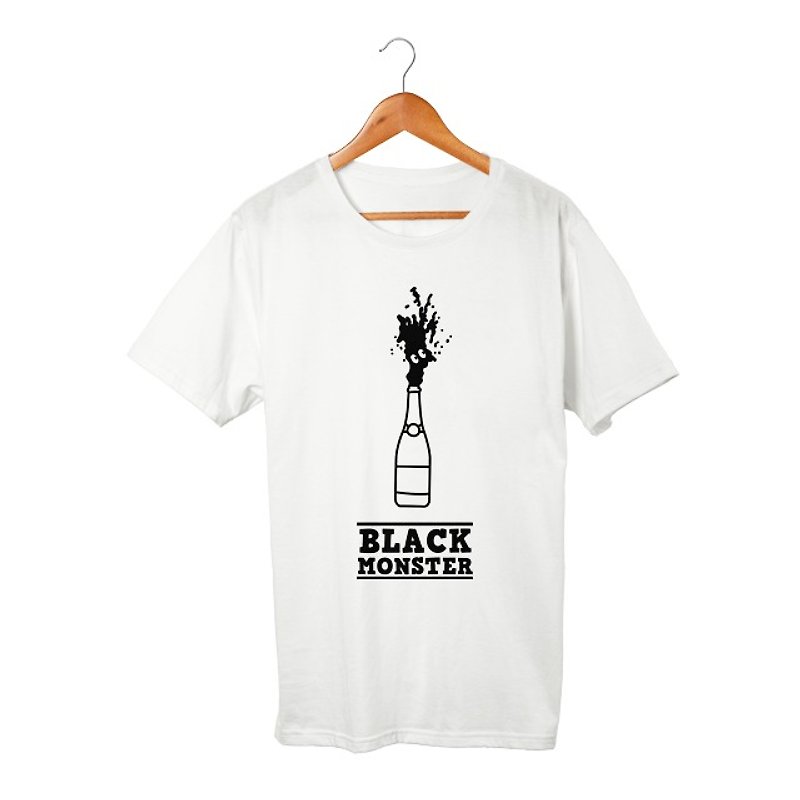 Black Monster # 13 T-shirt - เสื้อฮู้ด - ผ้าฝ้าย/ผ้าลินิน ขาว