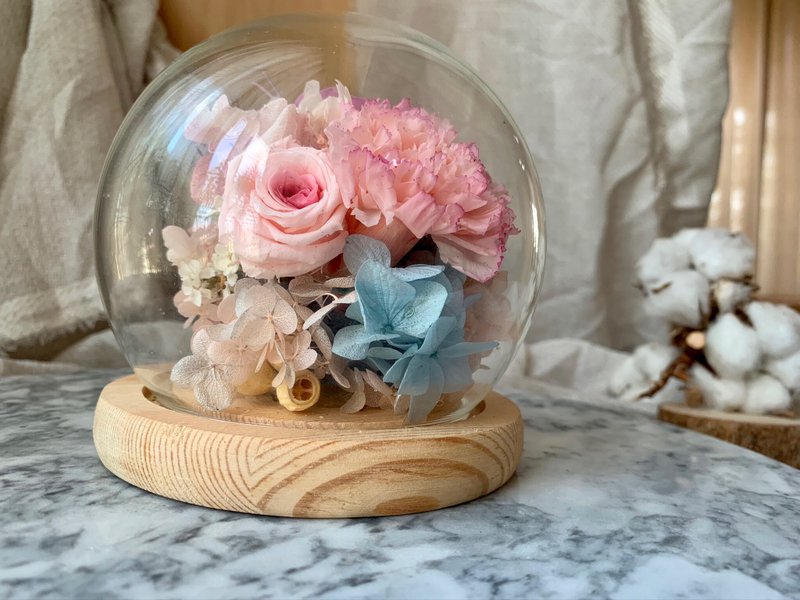 Ariel's treasure box, glass cup, glass cover, eternal flower, dried flower - Items for Display - Plants & Flowers Blue