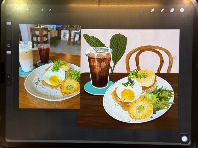 餐桌上的美食插畫 - ipad+procreate實驗室 / 簡v老師 - 插畫/繪畫/寫字 - 其他材質 