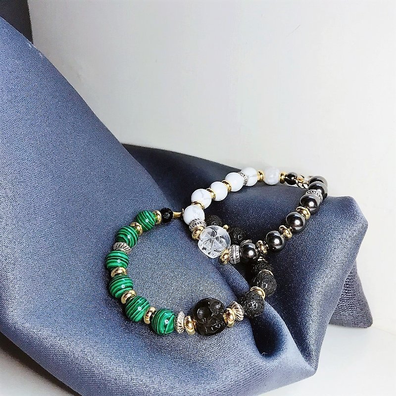 Lucky Bag Crystal Engrave White Turquoise Crystal Ores Bracelet - Bracelets - Stone White