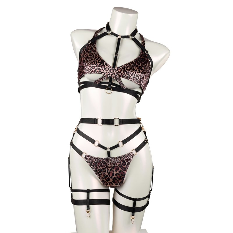 Jaguar Lingerie and Harness Set - 女內衣褲 - 其他材質 咖啡色