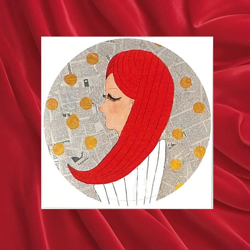 Art stickers red hair girl - สติกเกอร์ - กระดาษ สีแดง