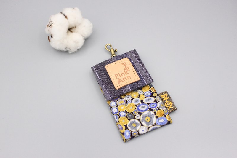 Ping An Classic Card Holder-Zijinshi (Japanese bronzing cloth), business card bag, leisure card bag - ID & Badge Holders - Cotton & Hemp Purple
