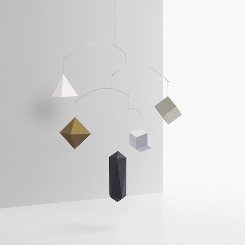 Small Good Things Floating Geometry-Balance Pendant (Metallic Color) - งานไม้/ไม้ไผ่/ตัดกระดาษ - กระดาษ สีเงิน