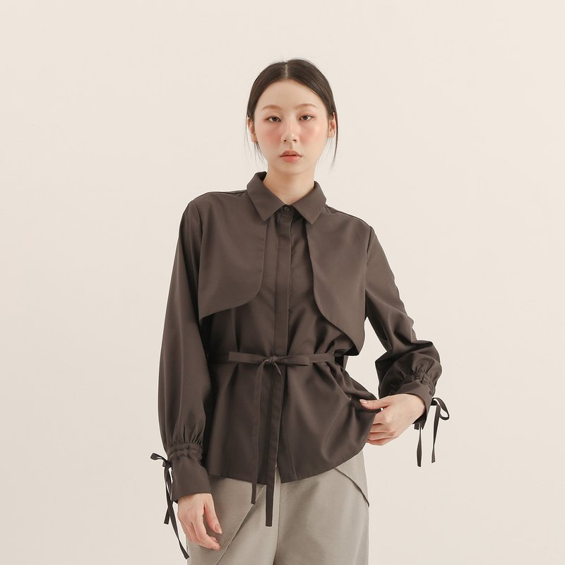 【經典原創】Pianzhi_偏執裁片襯衫_CLT521_鐵灰 - 女襯衫 - 其他材質 灰色