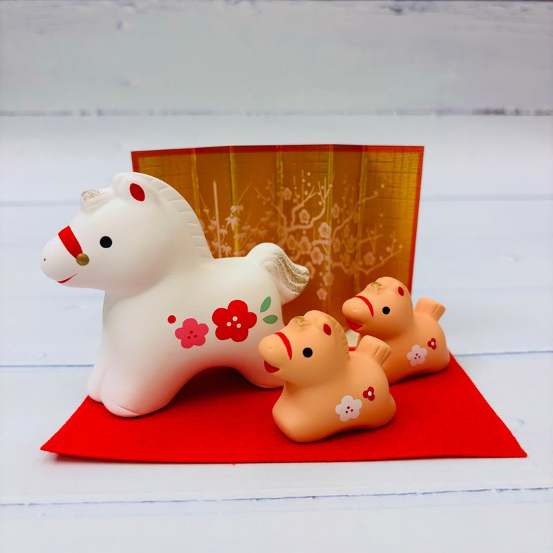 錦彩招福馬-親子-紅梅-生肖吉祥物(馬年) - 公仔/玩偶 - 陶 
