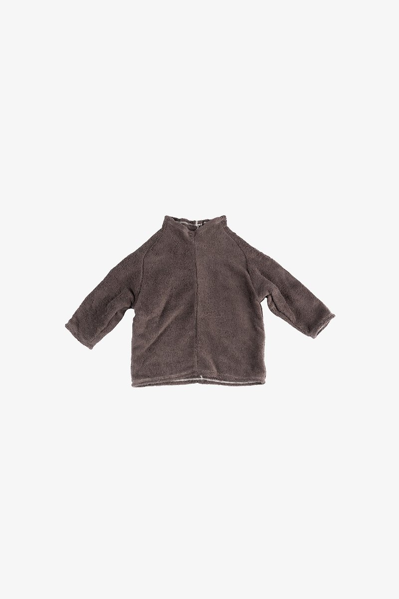 ARYAN Cotton Terry Cloth Baby Long Sleeve Turtleneck - เสื้อยืด - ผ้าฝ้าย/ผ้าลินิน สีนำ้ตาล