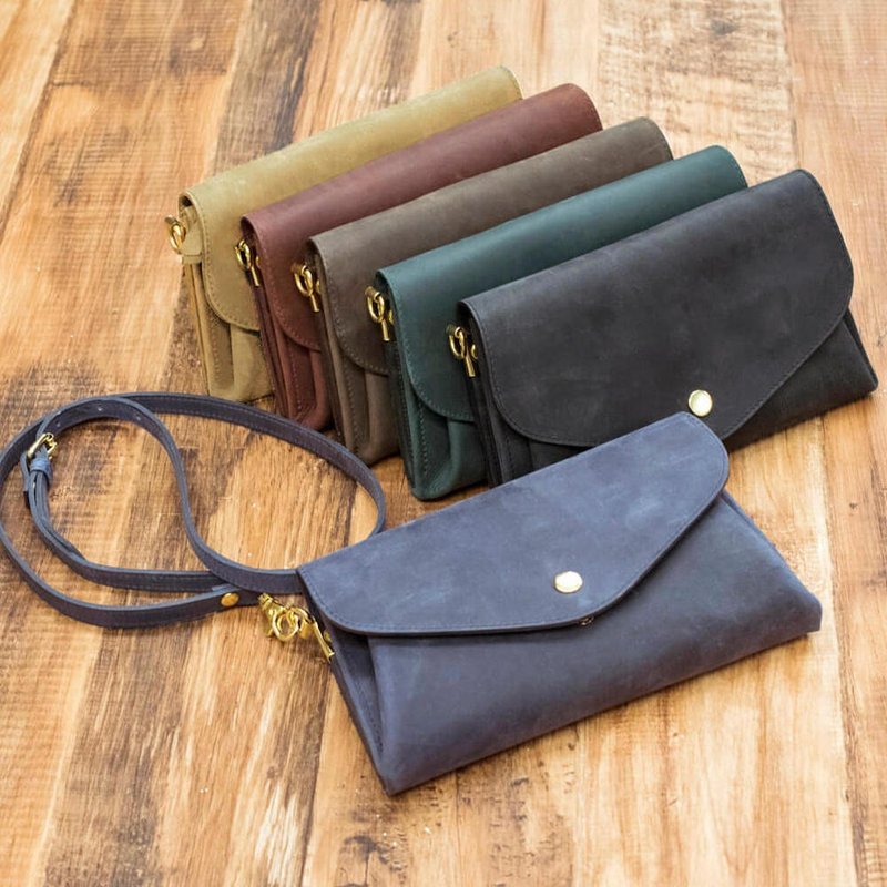 Various wallet Garcon shoulder wallet shoulder bag 16 cards Genuine leather All leather finish Personalized HAW013 - กระเป๋าสตางค์ - หนังแท้ หลากหลายสี