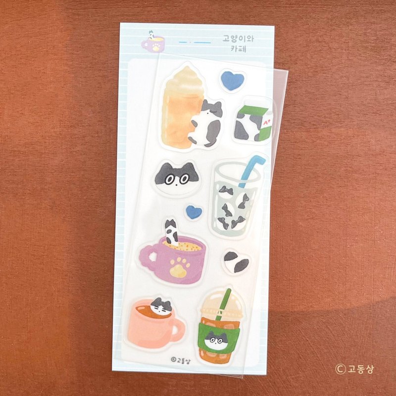 Godongsang l Clear Sticker - Cats and Cafe - 貼紙 - 其他材質 藍色