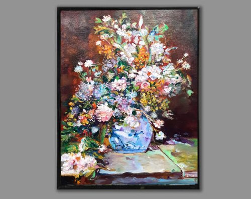 絵画　花瓶　油絵 絵画『花瓶と果物③』油絵