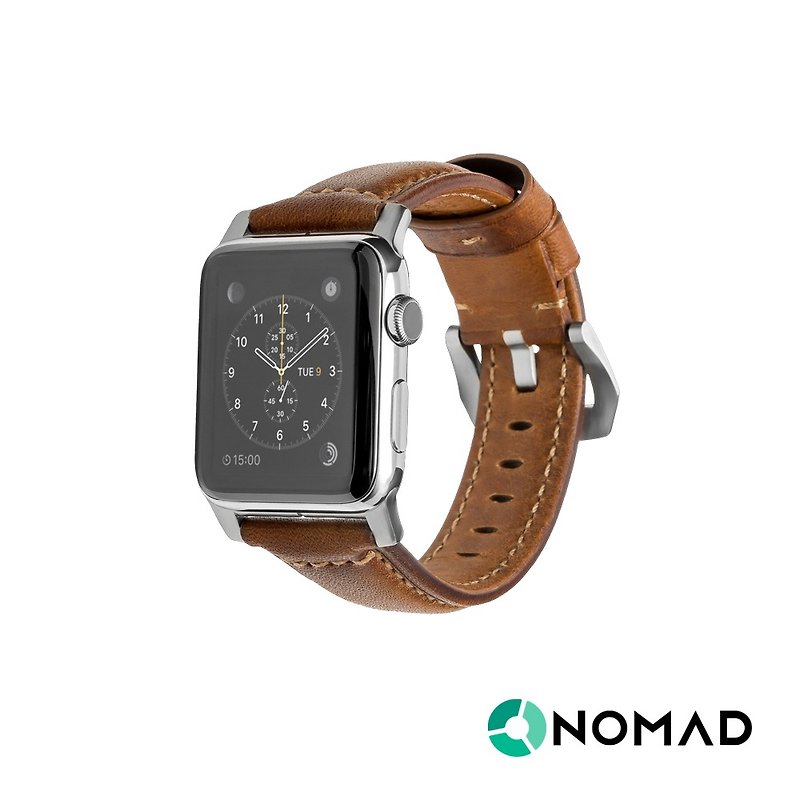 US NOMAD leather Apple Watch special strap classic silver (42mm) 856504004675 - สายนาฬิกา - หนังแท้ สีนำ้ตาล