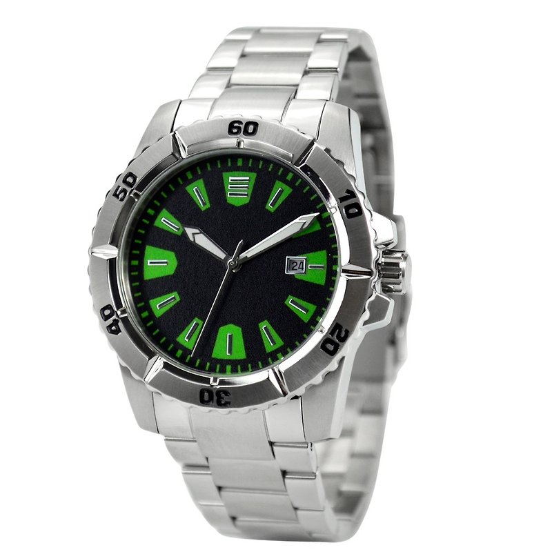 Diver 潛水錶配鋼帶 - 休閒 - 全球免運費 - 女錶 - 其他金屬 綠色