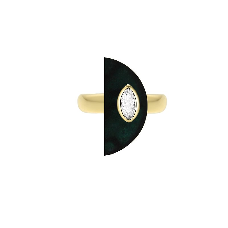 Natural Ink Jade Future Diamond Ring - แหวนทั่วไป - หยก สีทอง
