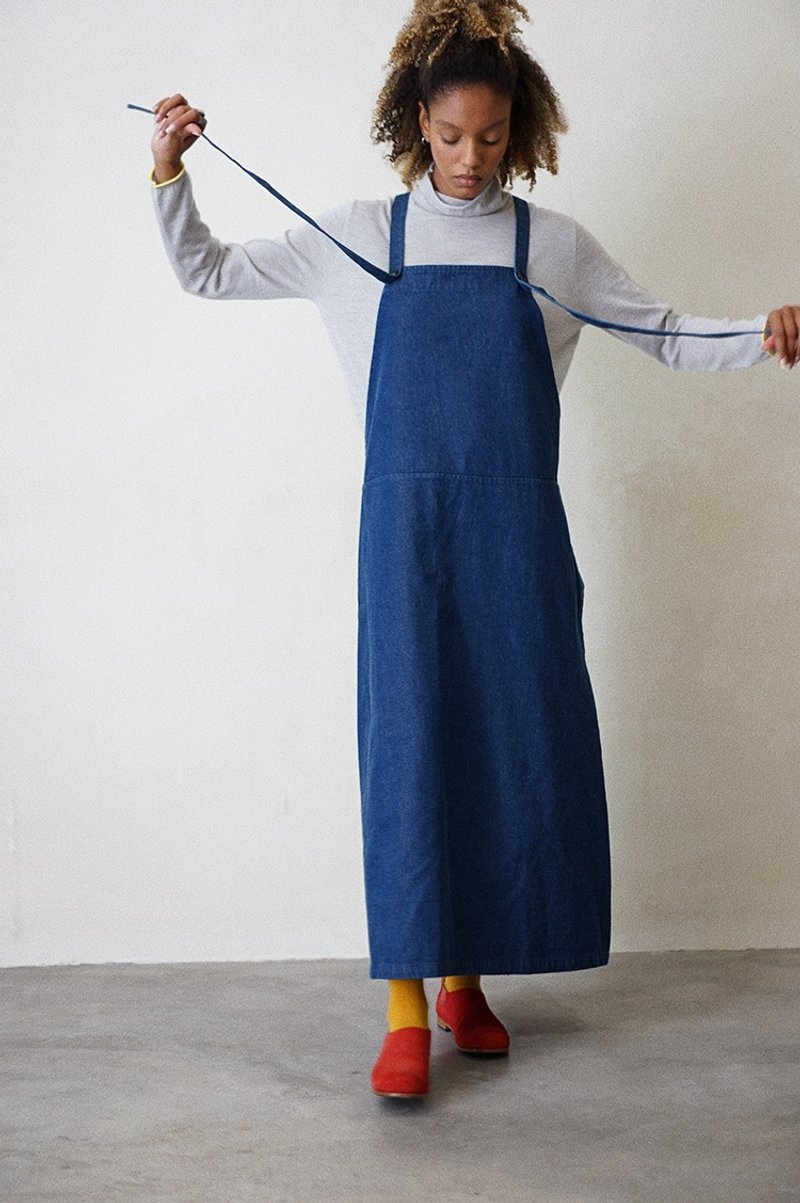 Denim Dungarees Dress - One Piece Dresses - Cotton & Hemp Blue