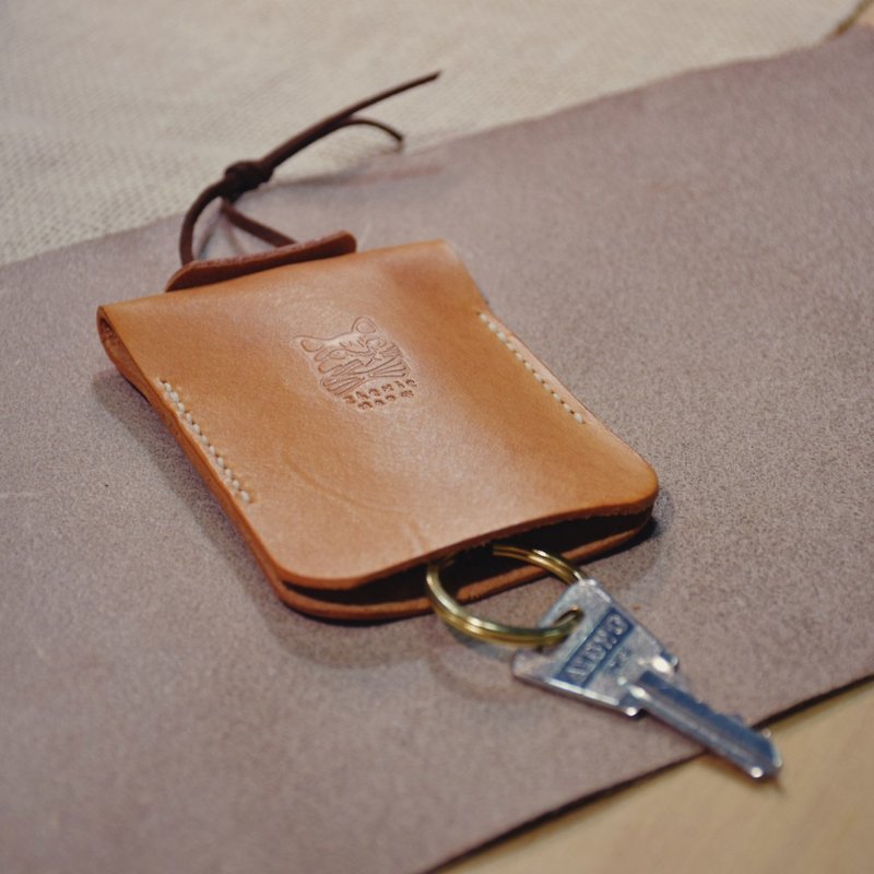 [Customized] Leather key bag [This bag is for keys] Customized gift Customized engraved graduation gift - Keychains - Genuine Leather Orange