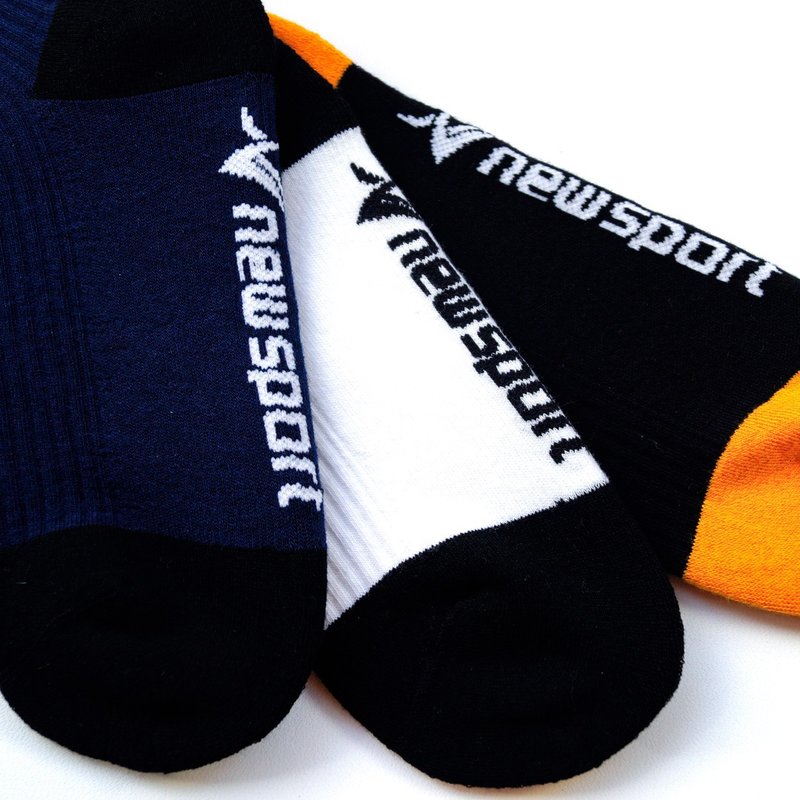 new sport unlimited rotation [blue and black/black orange/white and black] LOGO piping sports stockings (S/M/L) - Socks - Cotton & Hemp Multicolor