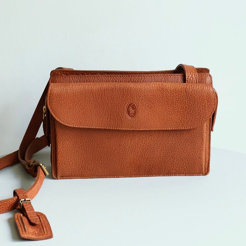Vintage Polo Ralph Lauren Bag antique bag / leather bag / second-hand bag - Messenger Bags & Sling Bags - Genuine Leather Multicolor
