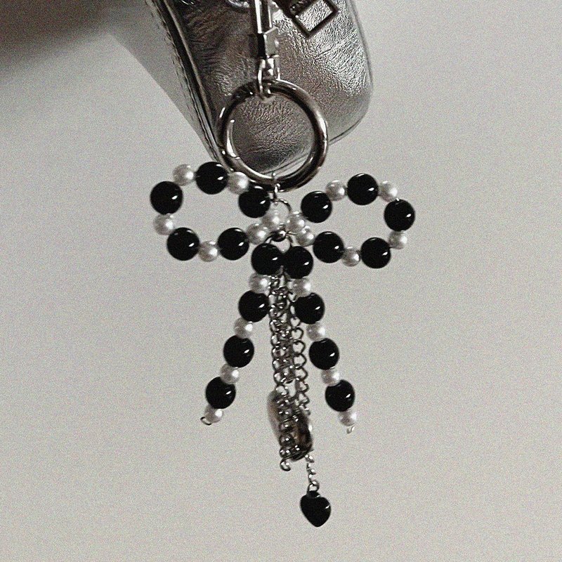 Ribbon layered keyring_black - 鑰匙圈/鑰匙包 - 其他材質 黑色