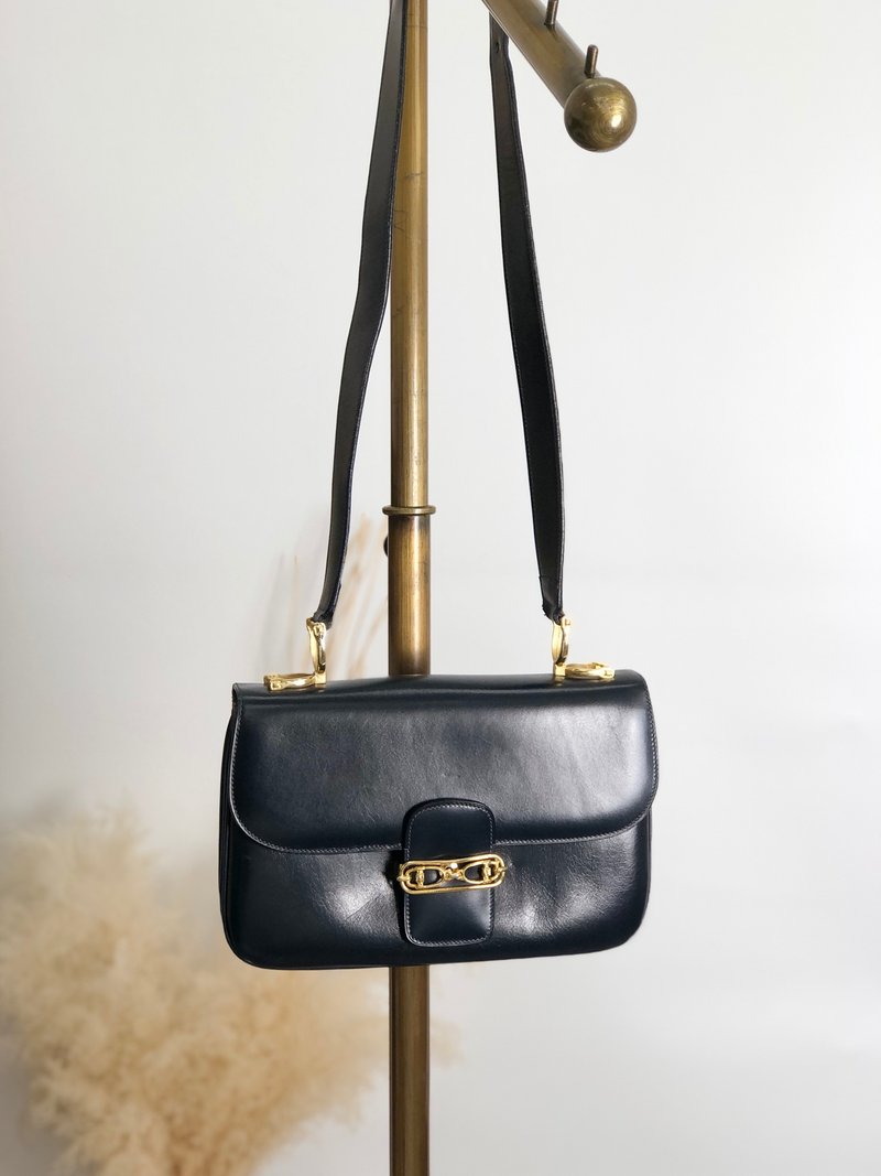 【 日本直送　名牌中古包 】CELINE セリーヌ ショルダーバッグ ダークネイビー ホースビット レザー vintage ヴィンテージ オールド k2egpz - 側背包/斜背包 - 真皮 藍色