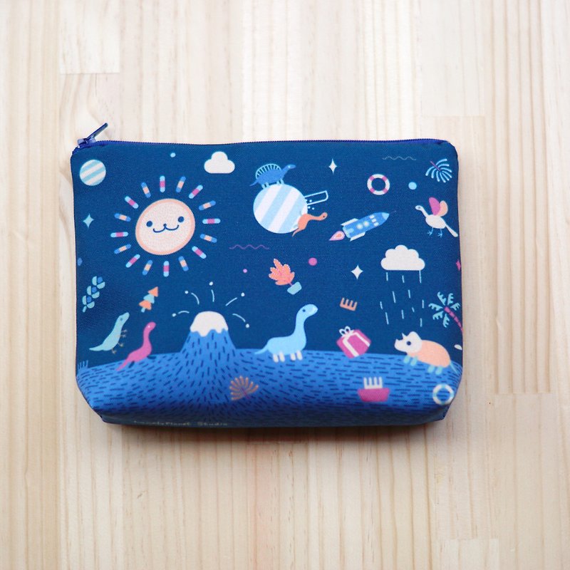 Cosmetic bag, pencil case - dinosaur party - Toiletry Bags & Pouches - Polyester Blue