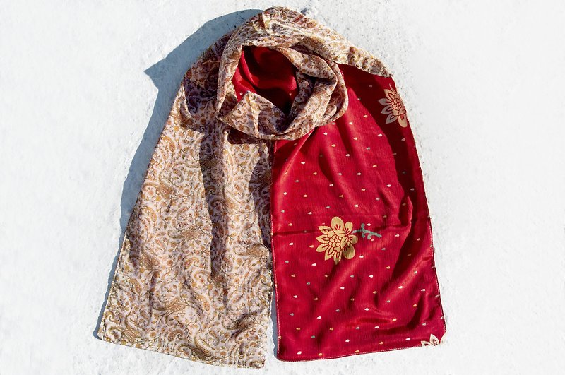 Flower vine silk scarf/Smooth surface silk scarf/French romantic silk scarf/Double-sided scarf-France - ผ้าพันคอ - ผ้าไหม หลากหลายสี