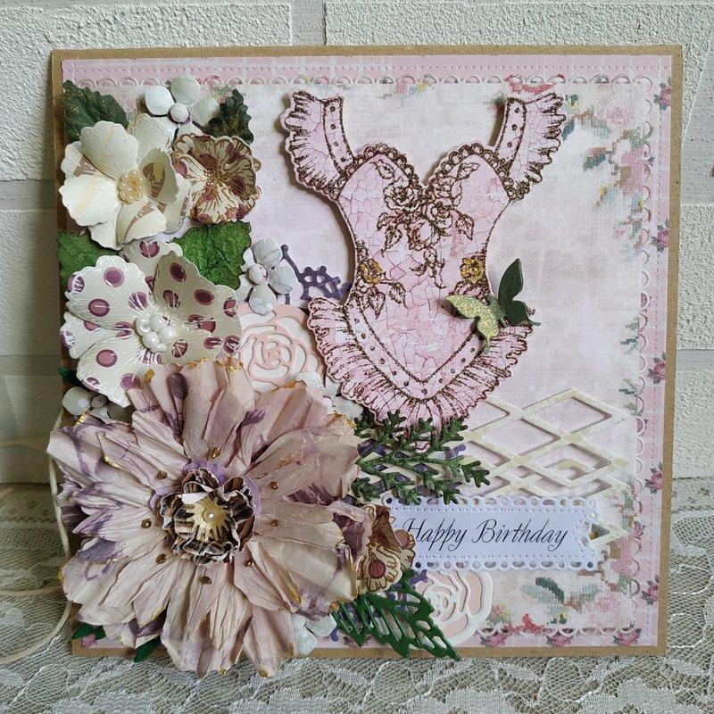 Personalized birthday card for women. Handmade card in gift box - 卡片/明信片 - 紙 多色