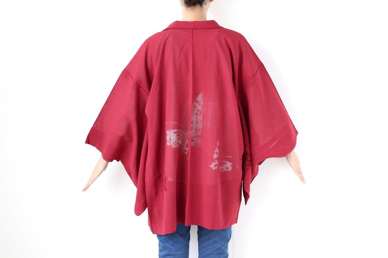 summer kimono, butterfly kimono, kimono jacket, Japanese fashion, kawaii /3896 - 外套/大衣 - 聚酯纖維 紅色