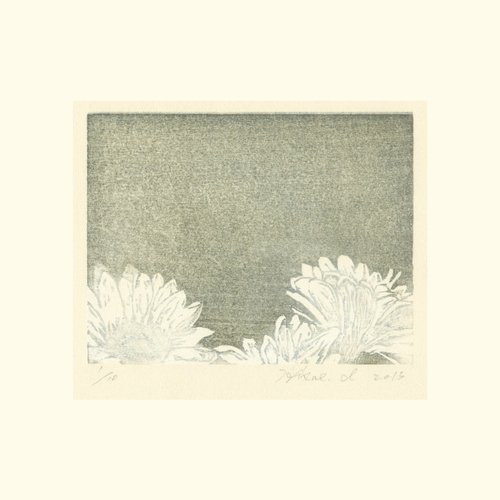 巖筆模MBmore 原作版畫 - 夜晚的非洲菊 夜とガーベラ - 磯上 尚江