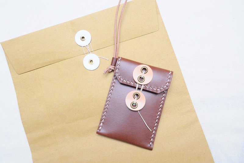 [Briefcase straight body ID cover well stitched leather material bag card cover business card holder leather DIY - Leather Goods - Genuine Leather Brown
