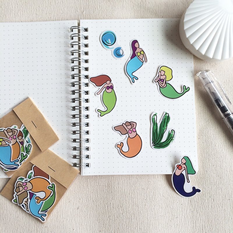 Painted a cool color sticker * Fat Mermaid sticker (seven in) - Stickers - Paper Blue