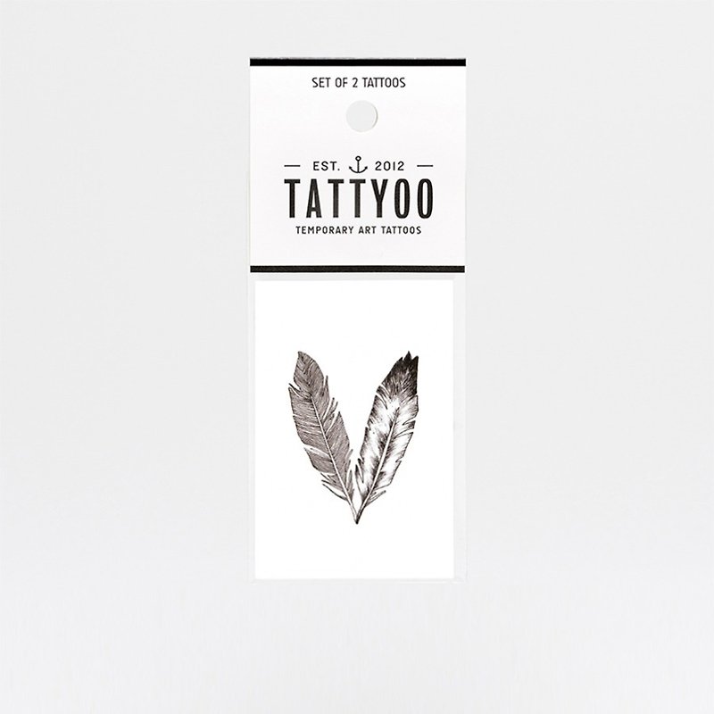 FEATHERS Tattoo Sticker | TATTYOO - สติ๊กเกอร์แทททู - กระดาษ สีดำ