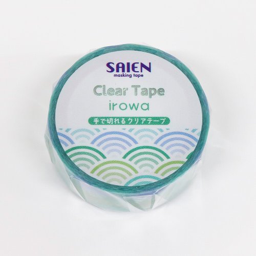深山熊工作室 【日本 SAIEN】irowa 可手撕透明膠帶- 15mm 青海波