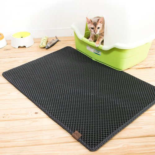 Blackhole Litter Mat ®美國專利設計 雙層黑洞貓砂墊 專利雙層設計減少貓砂的落貓砂墊-巨無霸長方形(黑色) 約90x65cm