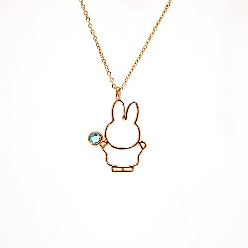 Mille-Feuille Fashion 【Pinkoi x miffy】Miffy 海藍寶石奧地利水晶項鍊 | 三月誕生石