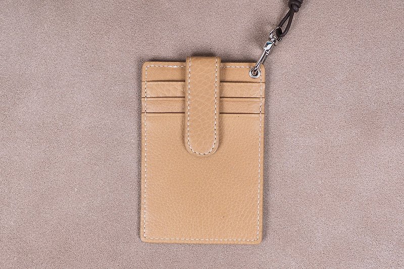Italy leather slim necklace business card case / card holder (Natural) - ที่เก็บนามบัตร - หนังแท้ สีส้ม